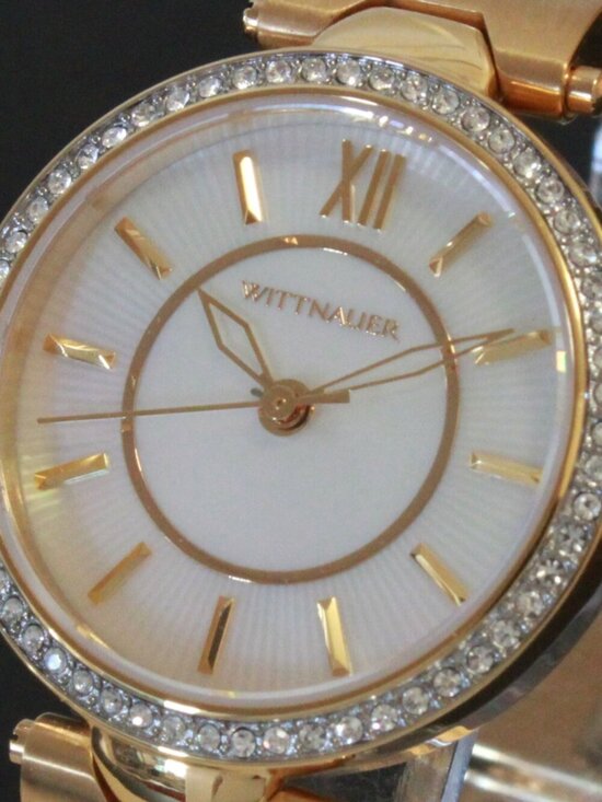 Wittnauer Ladies Dress Watch MOP Dial Crystal Embedded Bezel Gold Tone 30mm main image 4